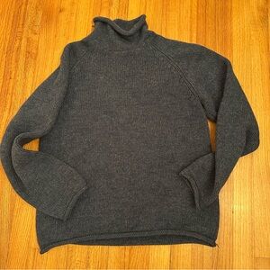 OG J Crew Wool Rollneck Navy Blue V Neck Sweater Men's M vintage
